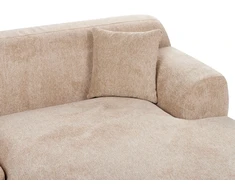 Beliani 3 vietų kampinė sofa HOLT, smėlio spalvos, su otomanu, kairinė