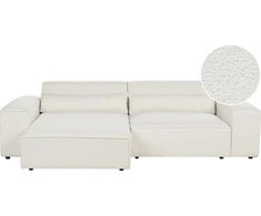 Beliani Modulinė 3 vietų kampinė sofa HELLNAR, dešininė, kreminės baltos spalvos, bouclé audinys