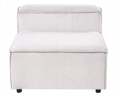 Beliani Modulinė 3 vietų sofa ARDAL dešininė, kreminės spalvos velvetinė su otomanu