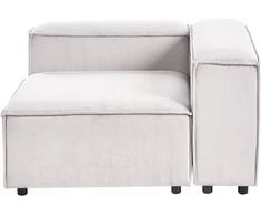 Beliani Modulinė 3 vietų sofa ARDAL dešininė, kreminės spalvos velvetinė su otomanu
