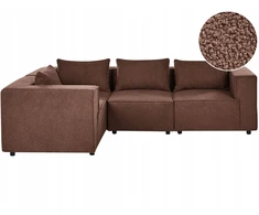 Beliani Modularinė kampinė sofa 4 asmenims AXEBO dešininė, ruda, Boucle