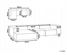 Beliani Modulinė kampinė sofa 4 asmenims ARDAL dešininė, kreminės baltos spalvos, velvetas