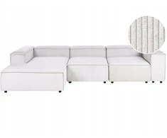 Beliani Modulinė kampinė sofa 4 asmenims ARDAL dešininė, kreminės baltos spalvos, velvetas