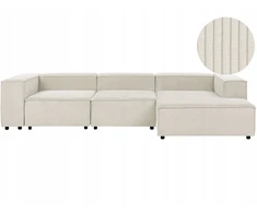Beliani Keturvietė modulinė kampinė sofa ARDAL, kairinė, kreminė balta, velvetas