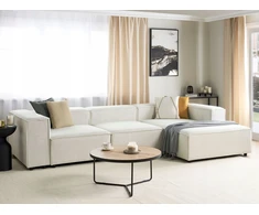 Beliani Keturvietė modulinė kampinė sofa ARDAL, kairinė, kreminė balta, velvetas