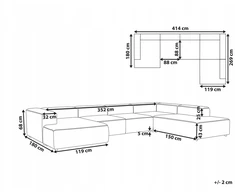Beliani Modulinė kampinė sofa 5 asmenims ARDAL kairinė, kreminės spalvos velvetinė