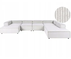 Beliani Modulinė kampinė sofa 5 asmenims ARDAL kairinė, kreminės spalvos velvetinė