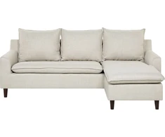 Beliani Trivietė kampinė sofa ELVENES, šviesiai smėlio spalvos, pritaikoma