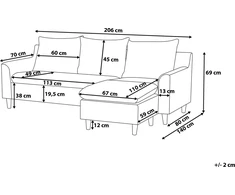 Beliani Trivietė kampinė sofa ELVENES, šviesiai smėlio spalvos, pritaikoma