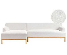 Beliani Trijų vietų kampinė sofa SOSJO, boucle audinys, balta, dešininė