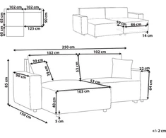 Beliani Išskleidžiama kampinė sofa KARILA, 3 vietų, smėlio spalvos, su patalynės dėže, dešininė