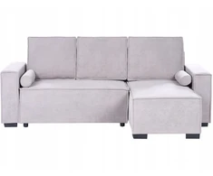 Beliani Išskleidžiama 3 vietų kampinė sofa EDANE, pilka, su patalynės dėže, kairinė