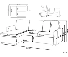 Beliani Išskleidžiama kampinė sofa NESNA, šviesiai pilka, su patalynės dėže, dešininė