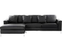 Beliani 4 vietų kampinė sofa OSLO Natūrali oda Juoda Dešininė