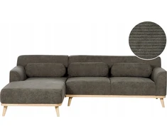 Beliani Trijų vietų kampinė sofa SIMOS Velvetinis Tamsiai žalia Dešininė