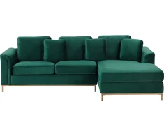 Beliani 4 vietų kampinė sofa OSLO, veliūras, tamsiai žalia, kairinė
