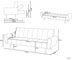 Beliani Trivietė išskleidžiama sofa SELNES, veliūrinė, smaragdinė
