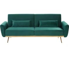 Beliani Trivietė išskleidžiama sofa EINA, veliūras, smaragdinė