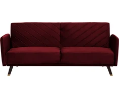 Beliani Trivietė išskleidžiama sofa SENJA, veliūrinė, bordinė