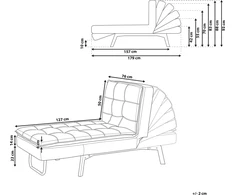 Sofa Beliani Šezlongas LOIRET smėlio spalvos veliūras