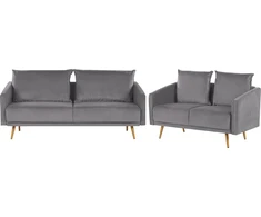 Sofa Beliani 5 asmenų svetainės baldų komplektas MAURA, veliūrinis, pilkas