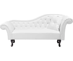 Sofa Beliani Dešininis gultas LATTES, dirbtinė oda, baltas