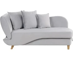 Sofa Beliani Kairysis šezlongas MERI Velūrinis šviesiai pilkas su daiktadėže