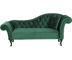 Beliani Dešininė šezlongo sofa LATTES, tamsiai žalias veliūras