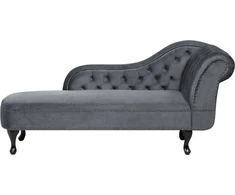 Sofa Beliani Dešininis šezlongas NIMES veliūrinis pilkas