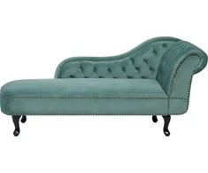 Beliani Dešininė šezlongo sofa NIMES, veliūrinis, mėtų spalvos