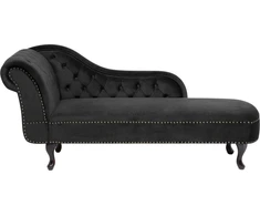 Sofa Kairysis šezlongas Beliani NIMES, veliūras, juodas