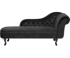 Sofa Beliani Dešininis šezlongas NIMES veliūrinis juodas