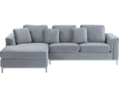 Beliani 4 vietų kampinė sofa OSLO, veliūras, pilka, dešininė