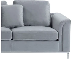 Beliani 4 vietų kampinė sofa OSLO, veliūras, pilka, dešininė