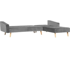 Beliani Išskleidžiama kampinė sofa VADSO, skirta 4 asmenims, veliūrinė, pilka, kairinė