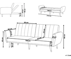 Beliani Trivietė išskleidžiama sofa VIMMERBY, šviesiai pilkas veliūras