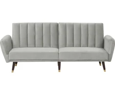 Beliani Trivietė išskleidžiama sofa VIMMERBY, šviesiai pilkas veliūras
