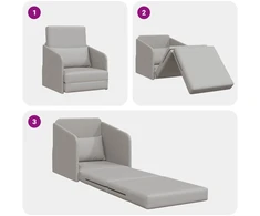 Sofa lova 60cm Debesų pilka audinys