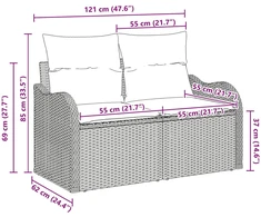 Sodo sofa su pagalve Juoda 121 x 62 x 69cm poliratanas