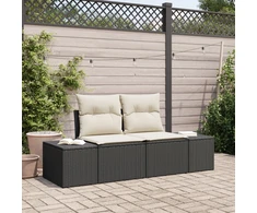 Sodo sofa su pagalve Juoda 184 x 62 x 69 cm poliratanas