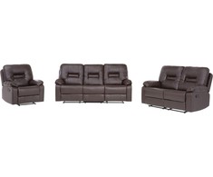 Sofa Beliani Poilsio baldų komplektas su mechanine relaksacijos funkcija 6 asmenims BERGEN eko oda rudas