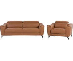 Sofa Beliani 4 vietų svetainės baldų komplektas NARWIK iš natūralios odos, rudas