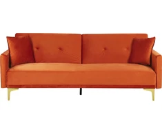 Beliani Trivietė sofa-lova LUCAN iš veliūro, oranžinė