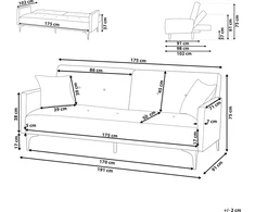 Beliani Trivietė sofa-lova LUCAN iš veliūro, oranžinė