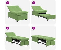 Sofa lova Šviesiai žalia 194 x 67 x 82 cm Aksomas