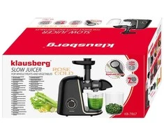 Sulčiaspaudė Lėtaeigė sulčiaspaudė vaisiams ir daržovėms, horizontali, juoda su rožinio aukso elementais, 150 W, Klausberg, kb-7867