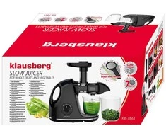 Sulčiaspaudė Lėta sulčiaspaudė vaisiams ir daržovėms, horizontali su rankena, 150 W, juoda, Klausberg, kb-7861