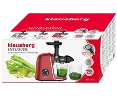 Sulčiaspaudė Lėtaeigė sulčiaspaudė vaisiams ir daržovėms, horizontali, vyšninės raudonos spalvos, 150 W, klausberg KB-7870