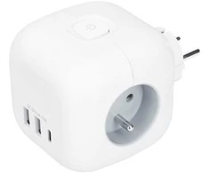 „Solight Cube“ maitinimo lizdas, 3x 16A + USB A+C, baltas, įjungimo/išjungimo jungiklis