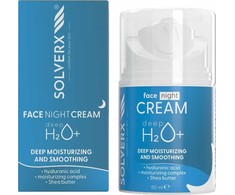Solverx Deep H2O+ Giliai drėkinamasis naktinis kremas sausai ir dehidratuotai odai 50 ml